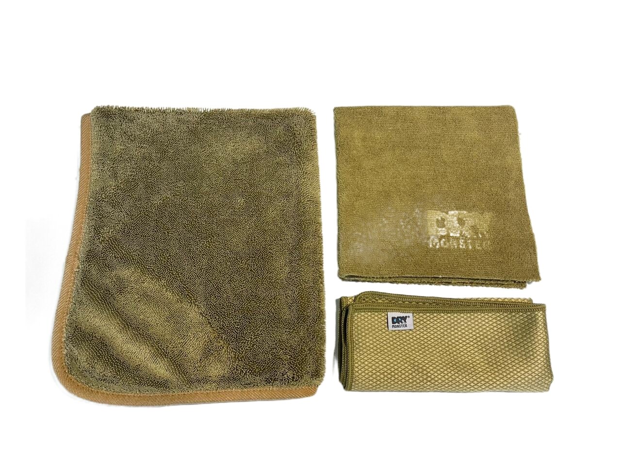 Комплект микрофибры DRY MONSTER (3в1)тряпка для стекла35*40/полотенце для кузова 50*60/тряпка для интерьера 40*40 (цвет фисташковый)