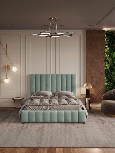 Изображение товара Двуспальная Микс Интерьер кровать Милан 180х200 с подъёмным механизмом, с мягким изголовьем для дома и спальни, ортопедическое основание, ящик для белья