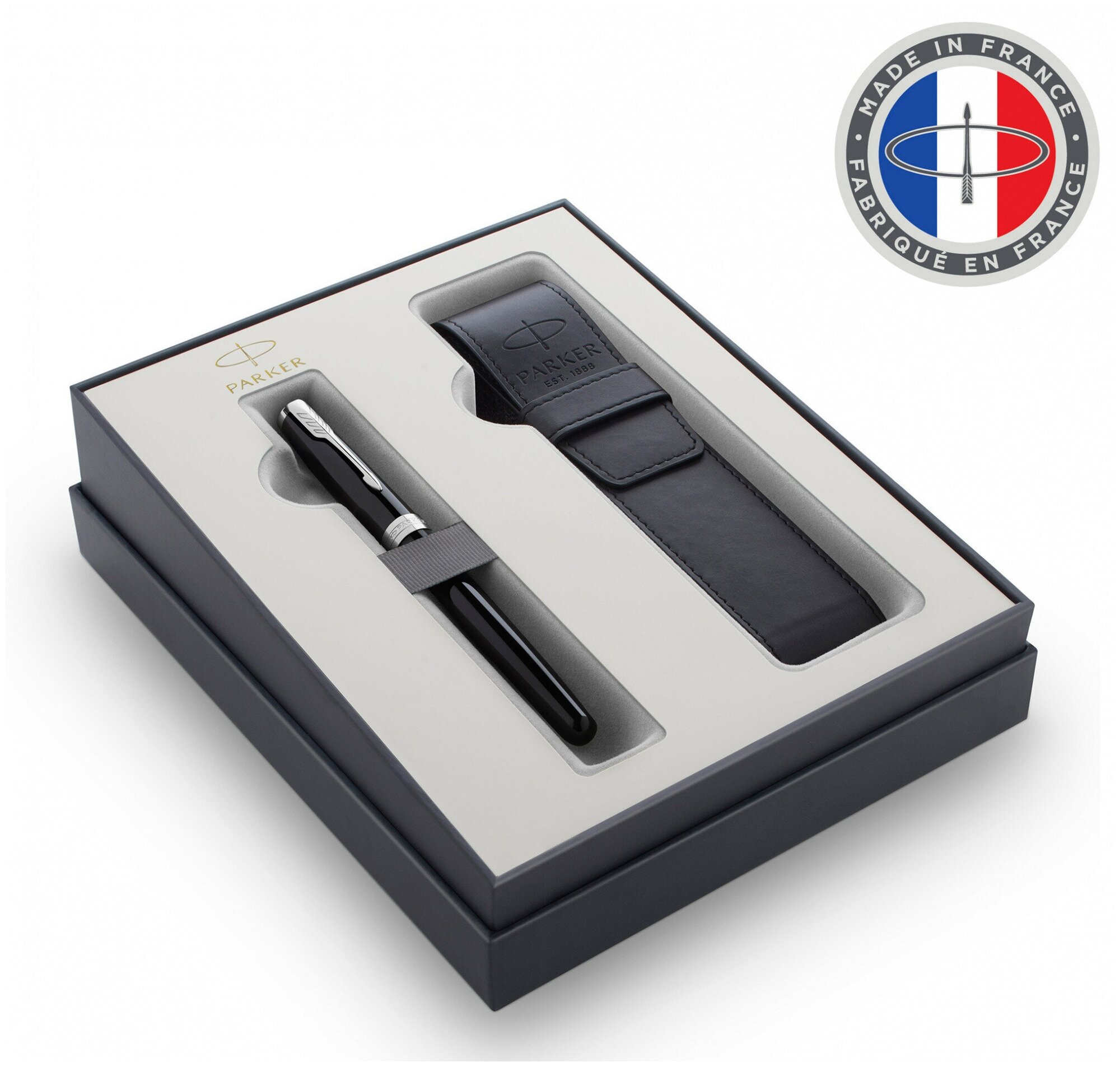 Набор Parker 2020: перьевая Parker Sonnet Core F530, Lacquer Deep Black CT (Перо M) + чехол для ручки 2121709
