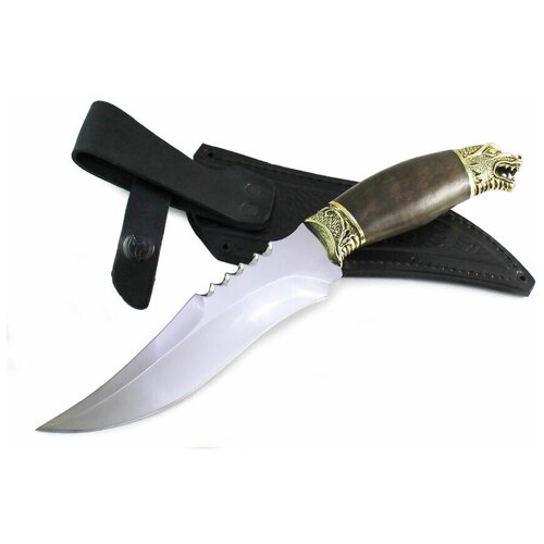 фото Туристический нож "хищник", сталь 65х13, рукоять орех, литье латунь беркут
