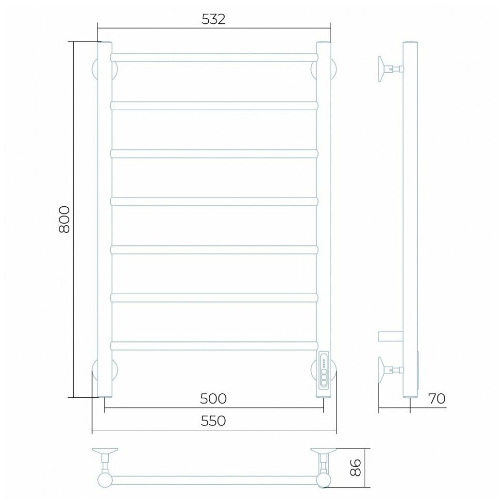 Полотенцесушитель электрический Larusso Джаз П7 500х800 хром - фотография № 3