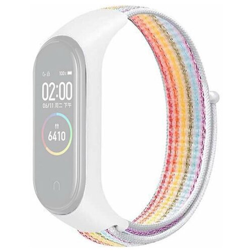 DF / Ремешок из нейлона для Xiaomi Mi Band 3/4/5/6/Smart Band 6 DF xiNylonband-01 (радуга)