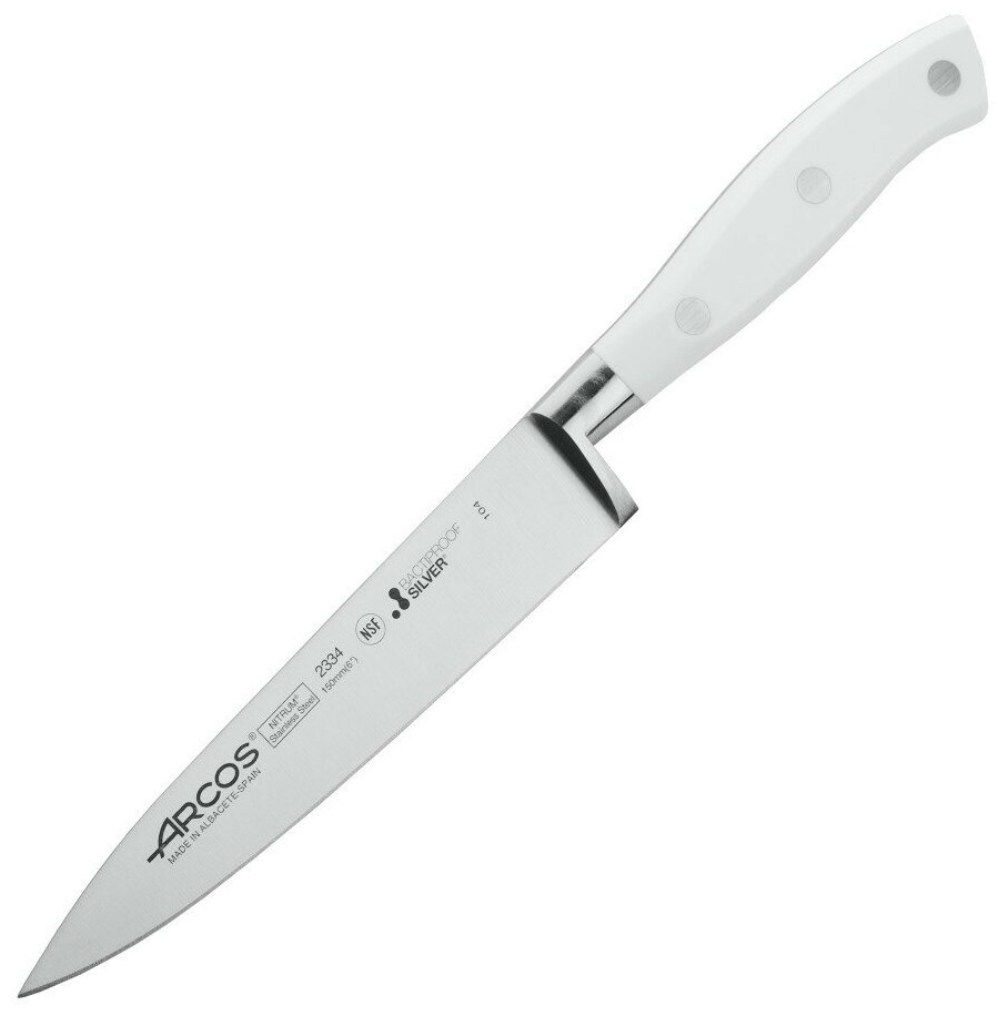Нож поварской шеф Riviera Blanca, длина лезвия 15см, нержавеющая сталь Nitrum, Arcos, Испания, 233424W
