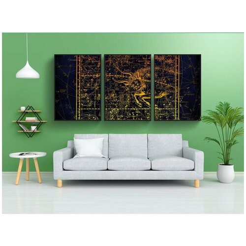 фото Набор модулных постеров для интерьера "созвездие, созвездие карта, знак звезды" 60x90 см. в тубусе, без рамки lotsprints