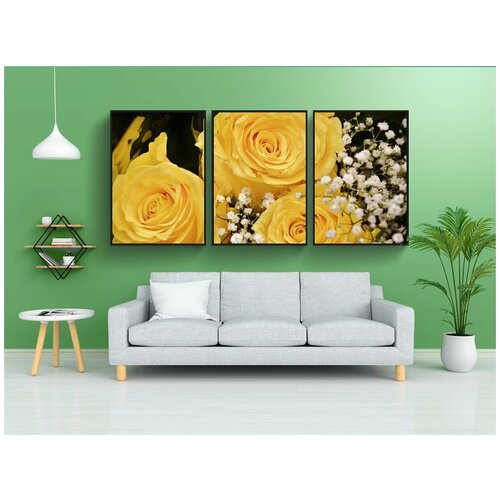 фото Набор модулных постеров для интерьера "розы, цветок, цвести" 60x90 см. в тубусе, без рамки lotsprints