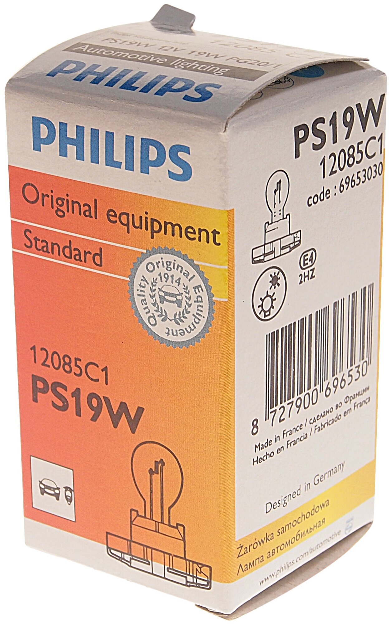 Автолампа PS19W (PG20/1) HALOGEN 12V PHILIPS /1/15 NEW