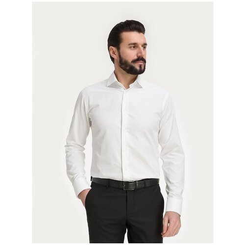 фото Рубашка мужская длинный рукав greg 503/199/7002/z_gb, полуприталенный силуэт / regular fit, цвет бежевый, рост 174-184, размер ворота 43