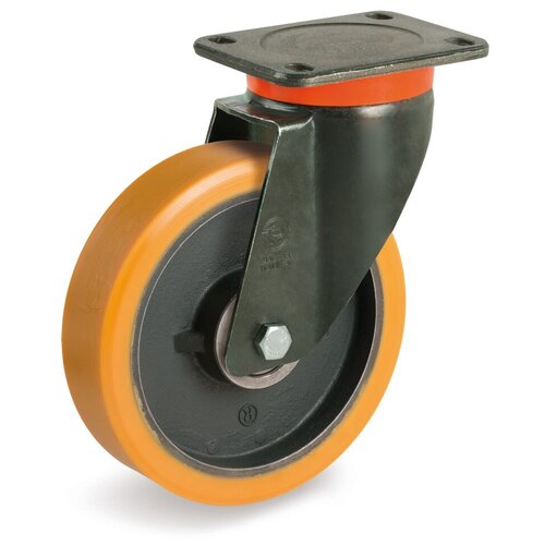 фото Колесо большегрузное tellure rota 647856 поворотное, диаметр 200мм, грузоподъемность 1000кг, полиуретан tr, чугун