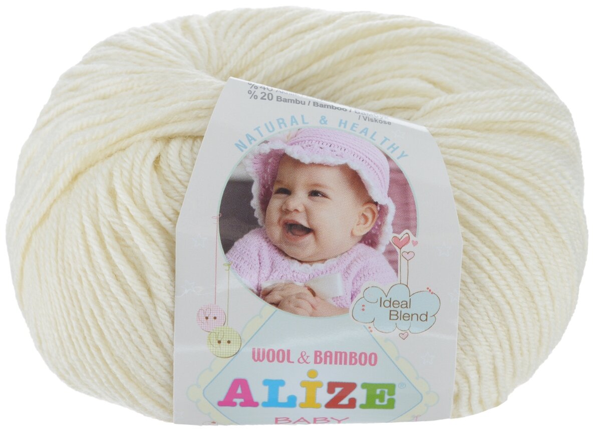 Пряжа Alize Baby Wool 001 (кремовый) 10 шт.