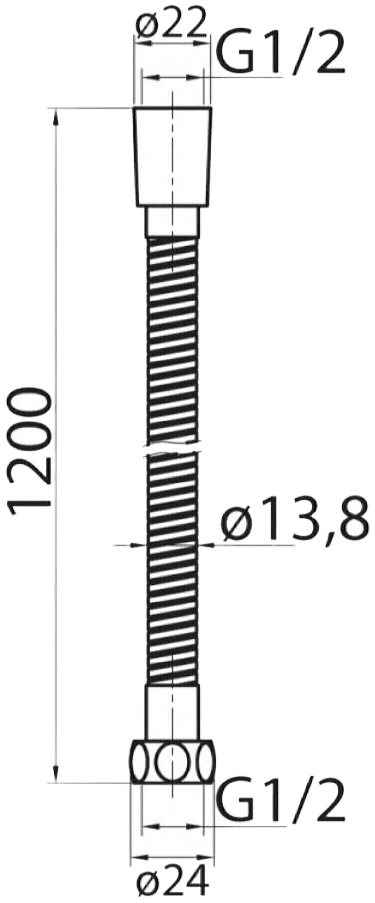 Шланг для душа с латунными фитингами G.lauf URG-1207, длина 200 см, хром
