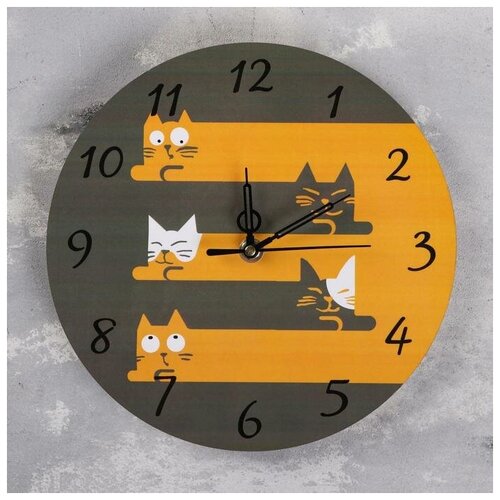 фото Часы настенные "коты", d=23.5. плавный ход, стрелки микс mikimarket