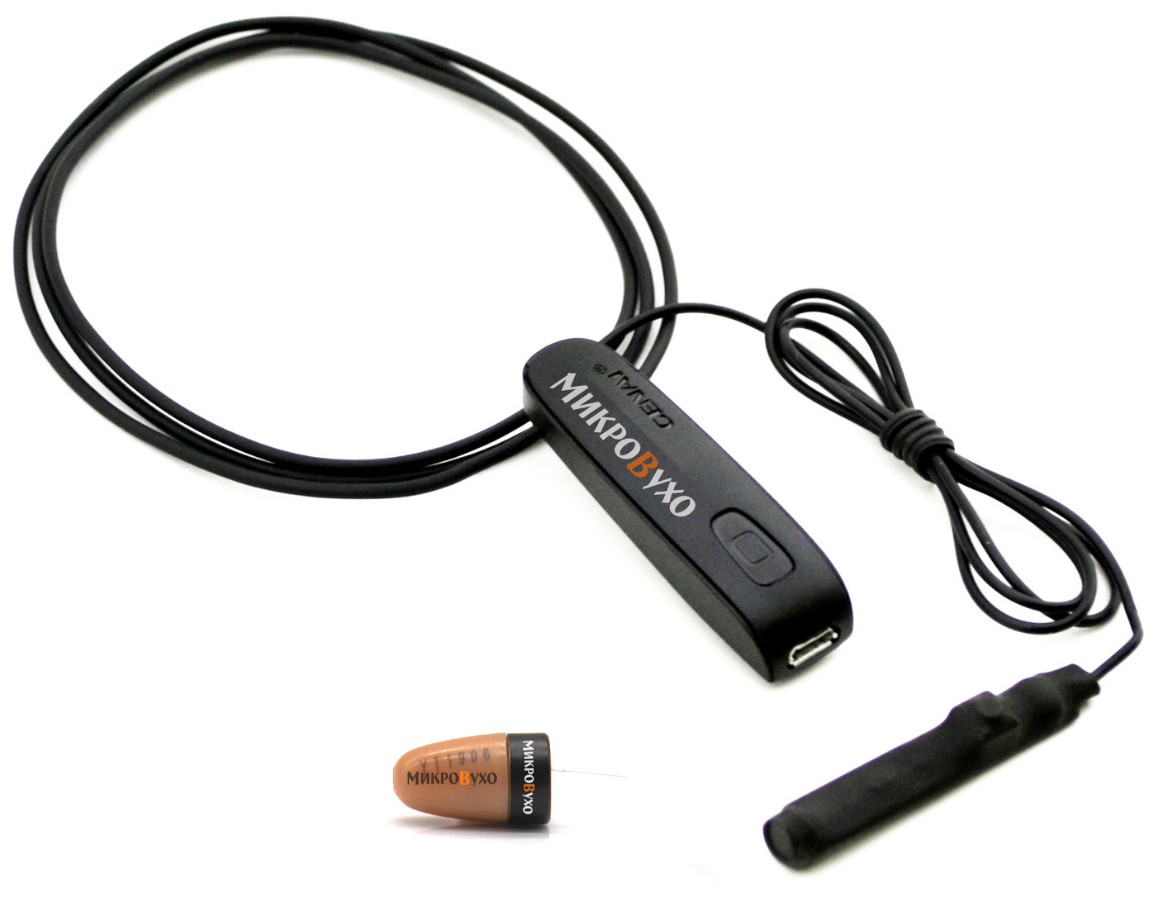 Капсульный микронаушник К3 6 мм и гарнитура Bluetooth Basic с выносным микрофоном, кнопкой подачи сигнала, кнопкой ответа и перезвона