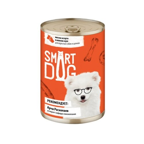 Smart Dog Консервы для взрослых собак и щенков мясное ассорти в нежном соусе, 0.24 кг