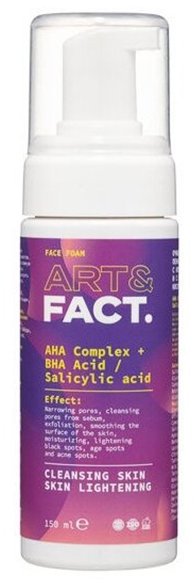 ART&FACT. пенка для умывания Aha Complex + Bha Acid/Salicylic Acid, 150 мл