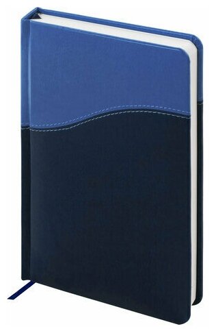 Ежедневник недатированный А5 138х213 мм BRAUBERG "Bond" под кожу, 160 л, темно-синий/синий, 126220