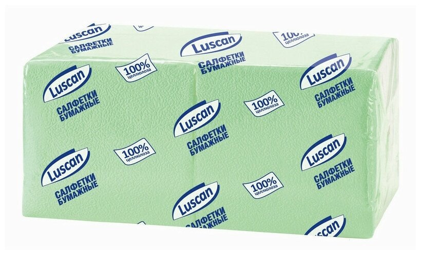 Салфетки бумажные Luscan Profi Pack 1 слой, 24х24 пастель салатовые 400 шт/уп - фотография № 1