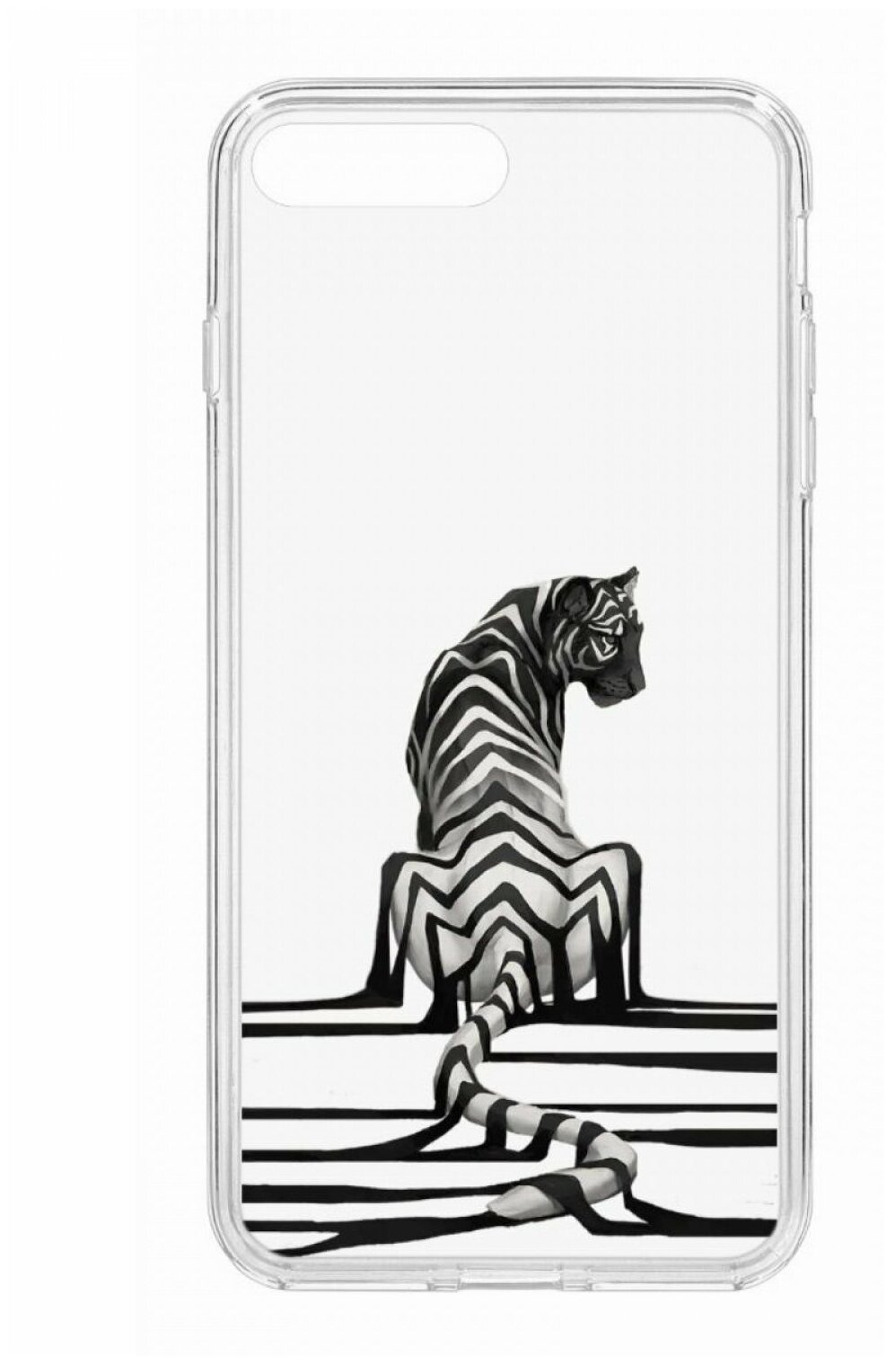 Чехол для iPhone 7 Plus/8 Plus Kruche Print Tiger,противоударная пластиковая накладка с рисунком,защитный силиконовый бампер с защитой камеры