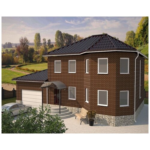 Проект жилого дома STROY-RZN 22-0028 (207,6 м2, 16,35*11,13 м, керамический блок 440 мм, облицовочный кирпич)