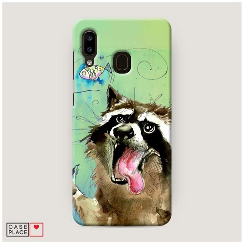 фото Чехол пластиковый samsung galaxy a30 енот и рыбка арт case place