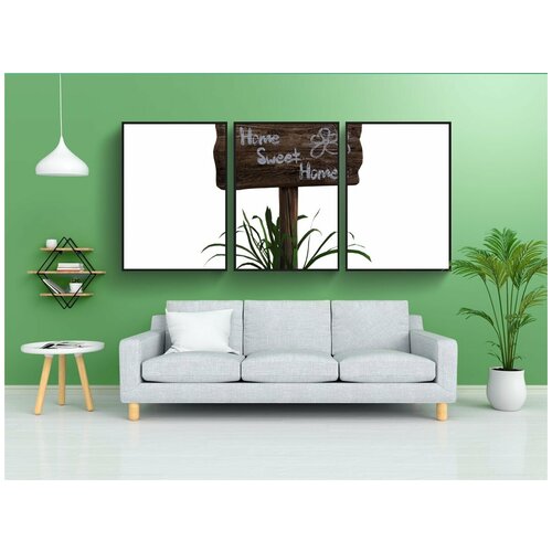 фото Набор модулных постеров для интерьера "деревянный, знак, дом" 60x90 см. в тубусе, без рамки lotsprints