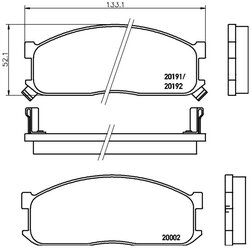 Дисковые тормозные колодки передние NISSHINBO NP5000 для Ford Econovan, Kia Besta, Kia Bongo (4 шт.)