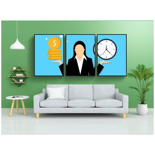 фото Набор модулных постеров для интерьера "время, деньги, часы" 60x90 см. в тубусе, без рамки lotsprints