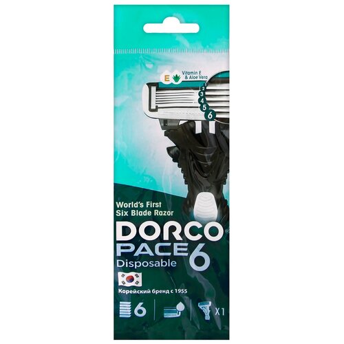 Купить Бритвенный станок Dorco Pace 6 (одноразовый) с витамином E и алоэ, 1 шт.