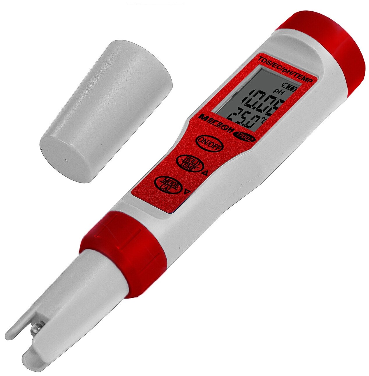 Тестер воды 4 в 1 (солемер/кондуктометр/pH- метр/термометр) мегеон 17002