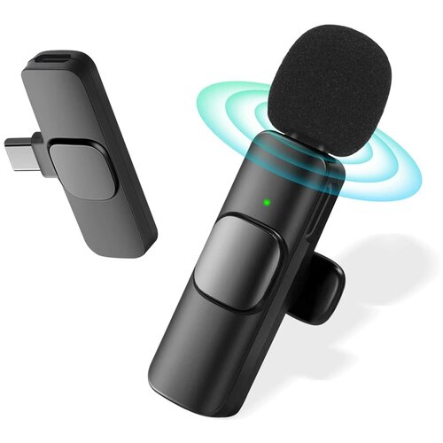 Петличный микрофон Bluetooth Type-C / Беспроводная петличка для записи звука / Черный