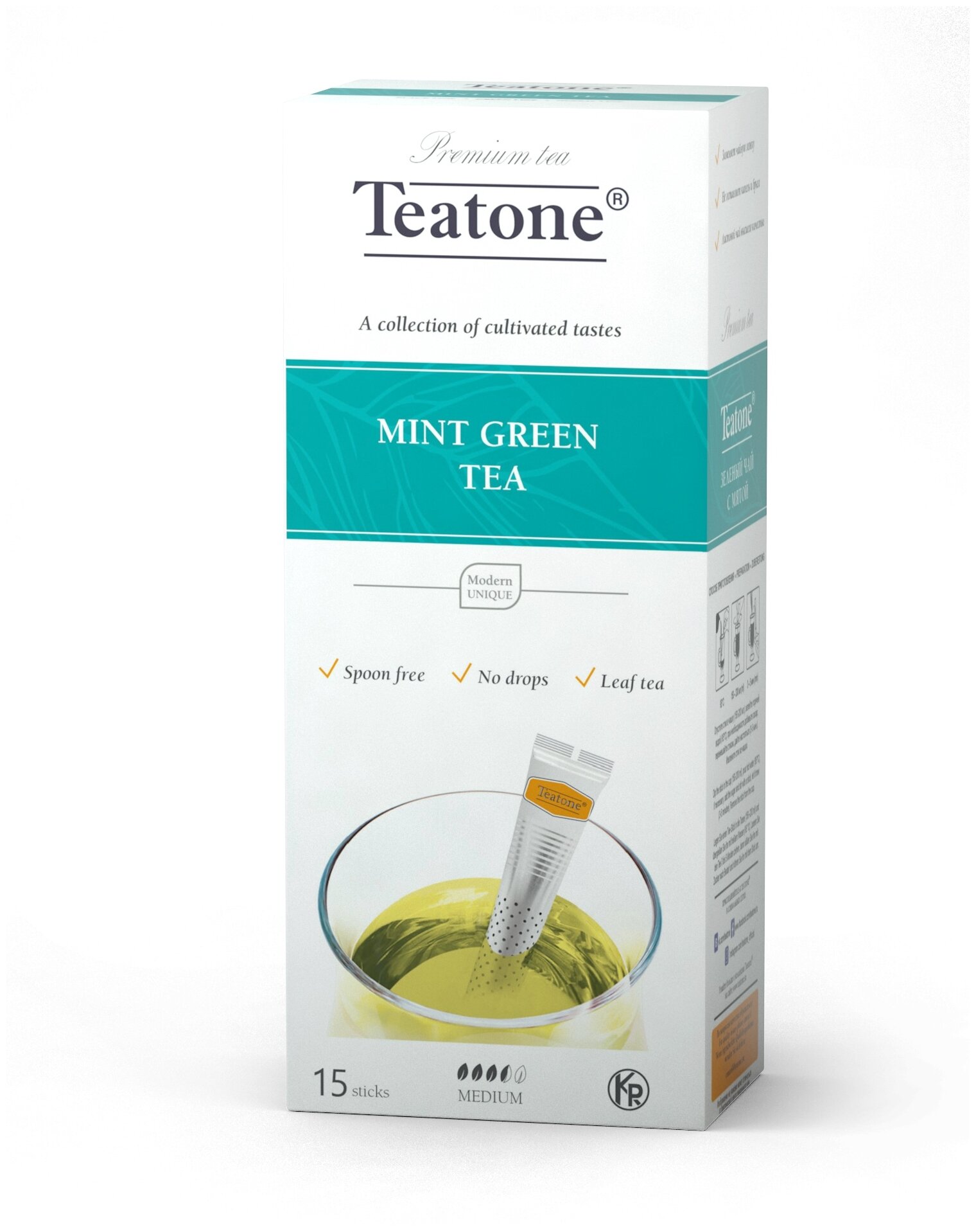 Чай зелёный с мятой, TEATONE, в стиках, (15шт*1,8г)