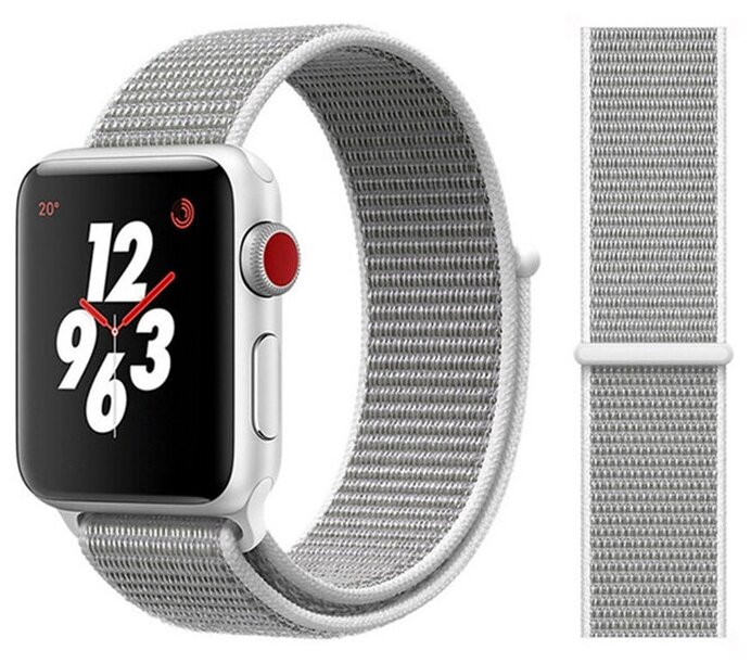 Сменный ремешок Nuobi Nylon для Apple Watch (S/M) (Серый/белый 42/44 mm)