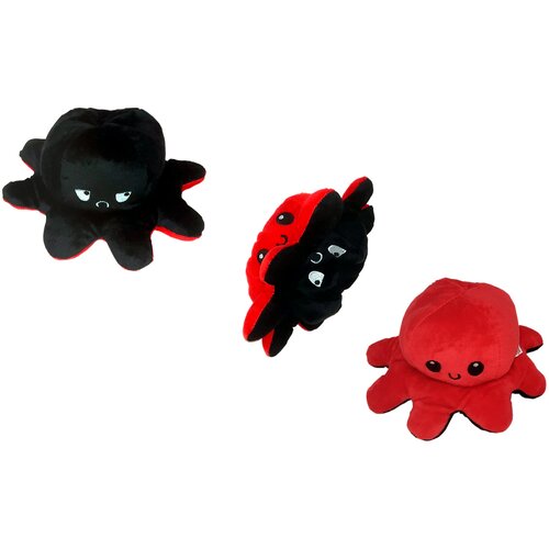 фото Вывернушка осьминог черный / красный мягкая игрушка vla