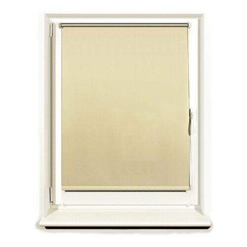 фото Штора рулонная светонепроницаемая (блэкаут) brabix 100х175 см, кремовый/серебро, 606016