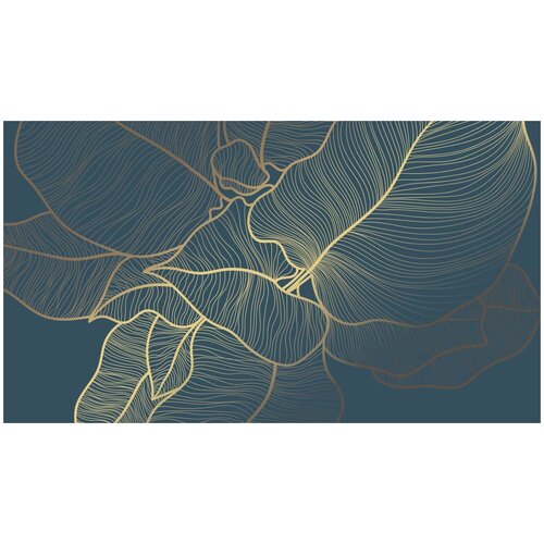 Фотообои Уютная стена Линейный рисунок дивных листьев 480х270 см Бесшовные Премиум (единым полотном)