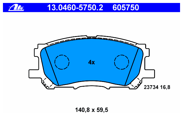 Дисковые тормозные колодки передние ATE 13.0460-5750.2 для Toyota Harrier Lexus RX (4 шт.)