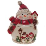 Сахарница Снеговик в красном шарфе, 11,5*10,3*14,5 см KSM-742546 - изображение
