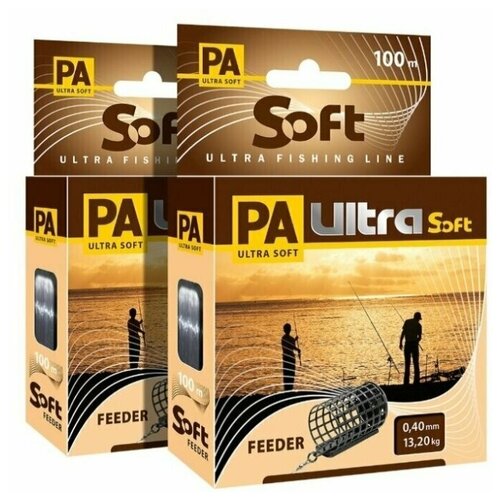 фото Леска aqua pa ultra soft feeder 0,40mm 100m, цвет - дымчато-серый, test - 13,20kg (набор 2 шт)