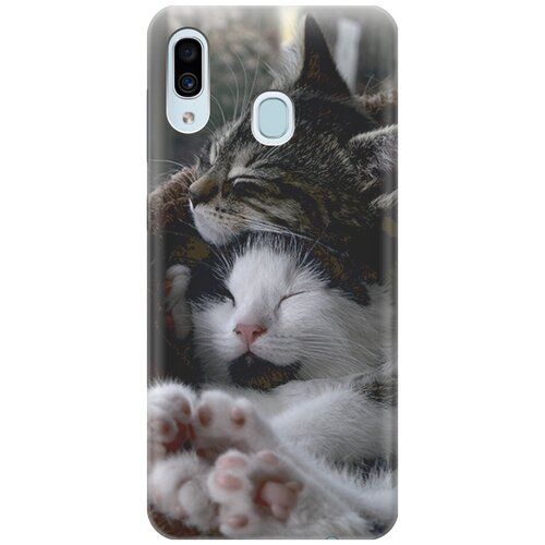 фото Силиконовый чехол на samsung galaxy a40 / самсунг а40 с принтом "отдыхающие котики" gosso