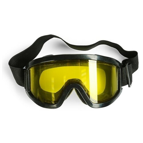 Очки-маска для езды на мототехнике КНР стекло двухслойное желтое, цвет черный (3734831)