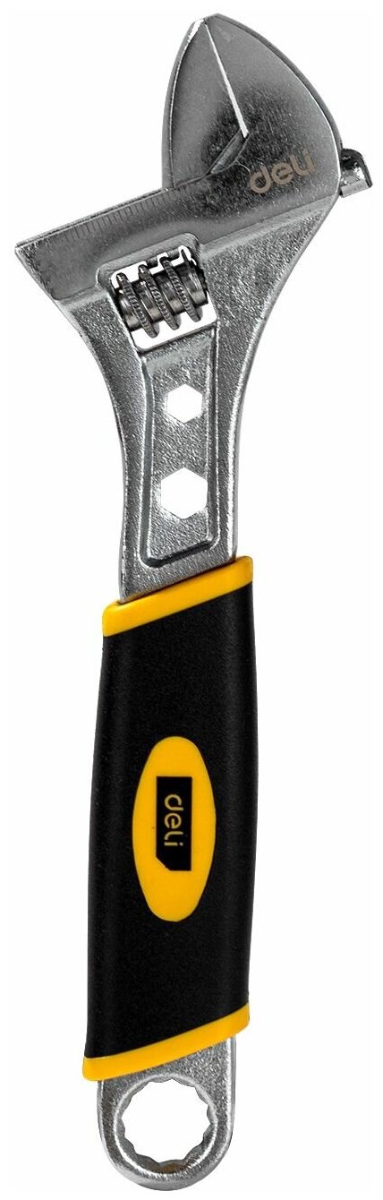 Разводной ключ Deli DL30108 200мм Высокоуглеродистая сталь, обрезиненная ручка, диапазон захвата 0-28мм