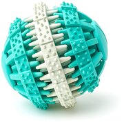 Игрушка мяч для собак резиновый неубиваемый, "Чистые Клыки", "Играй Гуляй", цвет: белый + мятный, диаметр 6 см