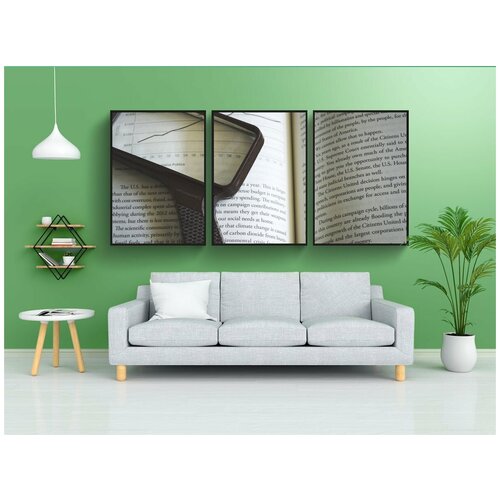 фото Набор модулных постеров для интерьера "книга, увеличительное стекло, стекло" 60x90 см. в тубусе, без рамки lotsprints