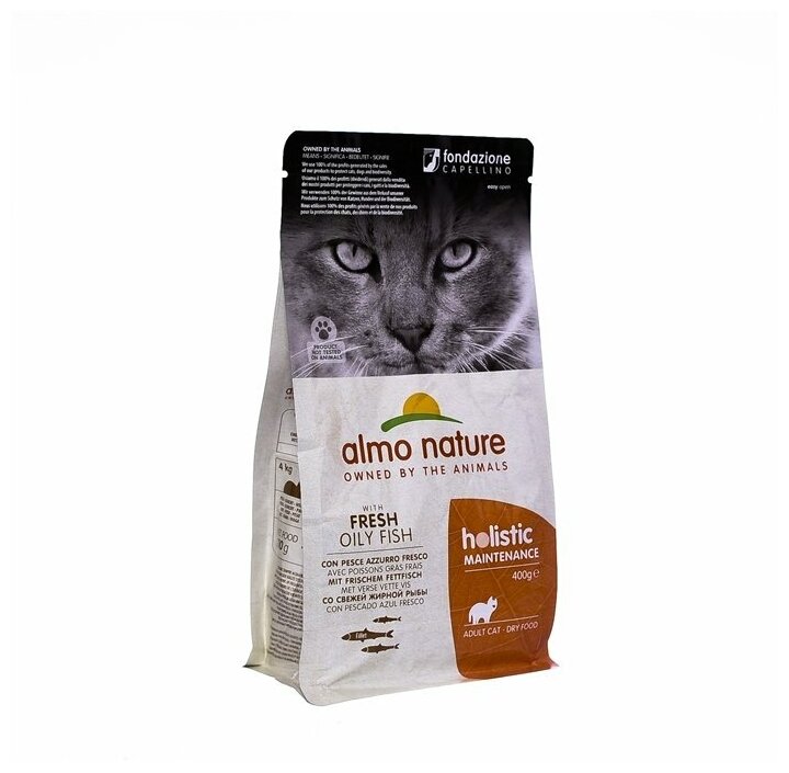 Almo Nature (Алмо Натур) для взрослых кошек с белой рыбой и коричневым рисом (holistic adult cat white fish rice) 0,4 кг