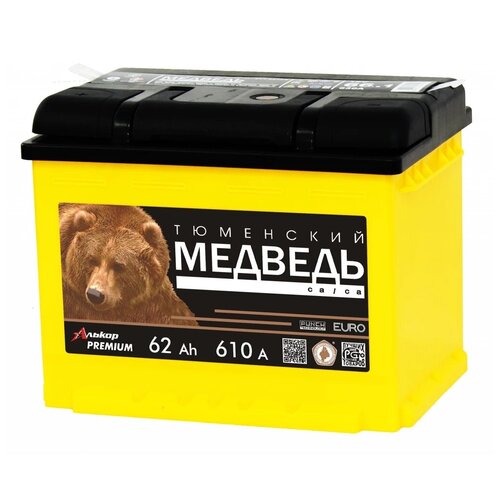 Автомобильный аккумулятор 62 Ач Тюменский медведь VLA Ca/Ca п/п (640А д*ш*в 24,2*17,5*19 см)