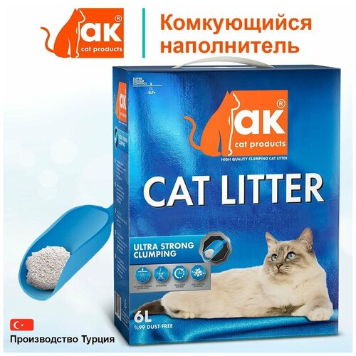 Наполнитель для кошачьего туалета AK Cat Ultra Strong Clumping комкующийся бентонитовый без запаха, 5,5 кг 6 л