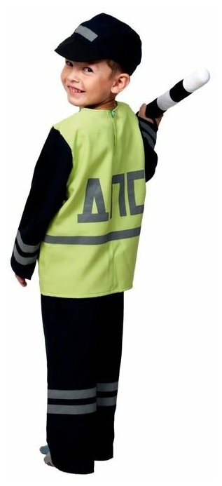Карнавалофф Карнавальный костюм "Полицейский ДПС", куртка, брюки, кепка, жезл, р-р 32-34, рост 128-134 см