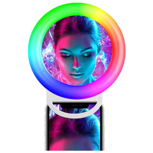 Кольцевая RGB подсветка для смартфона A4S с зажимом белая 87900₽