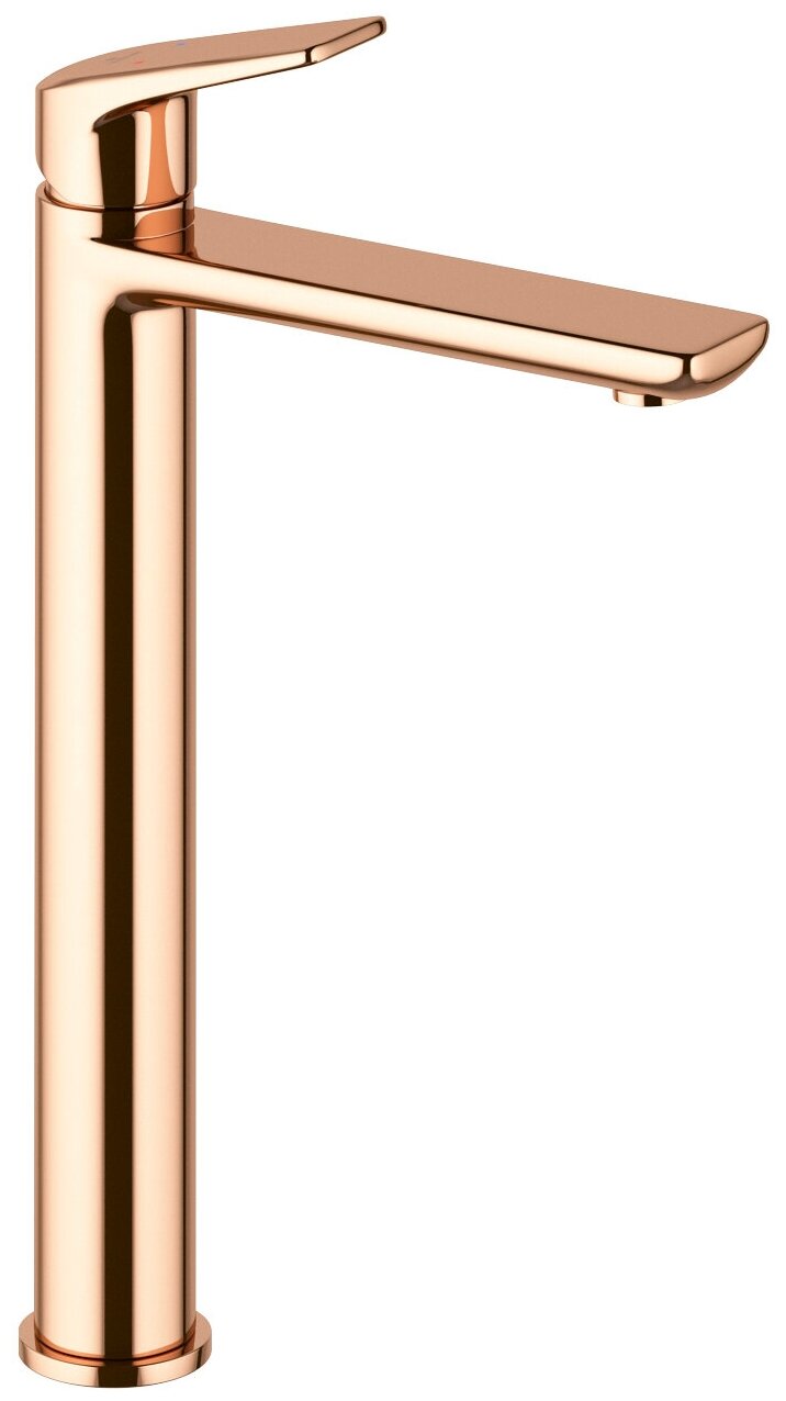 Высокий отдельностоящий смеситель для раковины (умывальника) на столешницу Wellsee ICON! for life 182309000, излив 238/150 мм (цвет розовое золото)