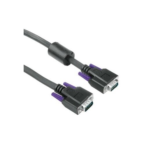 Кабель-переходник VGA HAMA Кабель VGA 15p/15p (m-m), 5.0м, двойное экранирование, ферритовый фильтр, черный, Hama