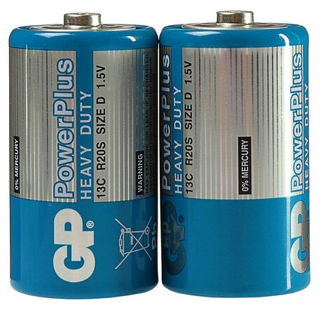 Батарейка солевая GP PowerPlus Heavy Duty D R20-2S 1.5В спайка 2 шт.